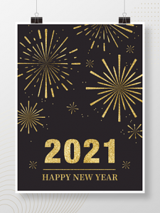 元旦新年金色绚烂烟花海报-晓韩网络