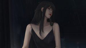 长发少女黑色吊带裙 好看的4k动漫美女壁纸3840×2160-晓韩网络